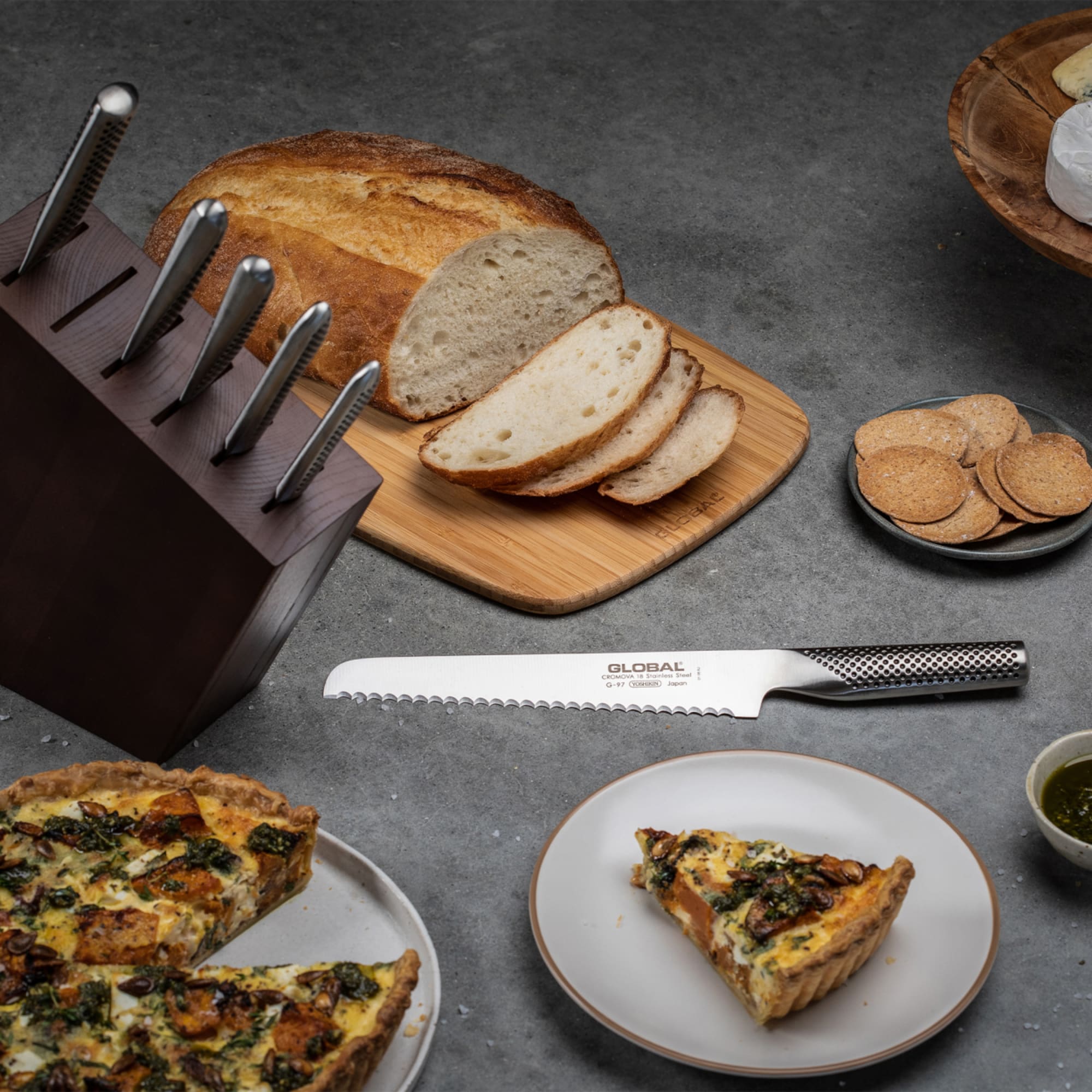 Global Kyoto 7pc Knife Block Set Ash Wood Kitchen Warehouse™